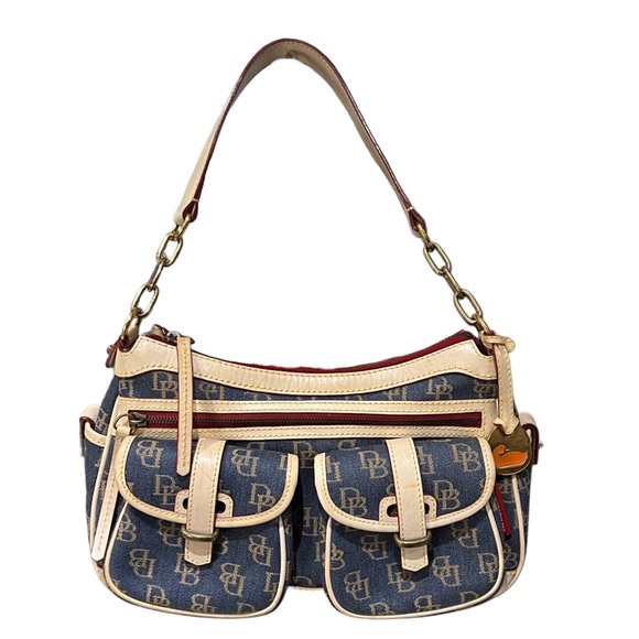 Dooney & Bourke Navy and Cream Shoulder Bag - Picture 1 of 6